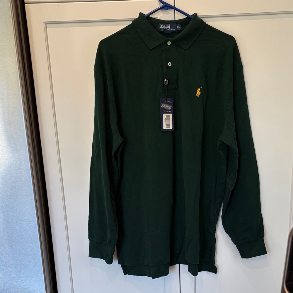 Polo by Ralph Lauren Men's Dark Green Long Sleeve Polo - never worn